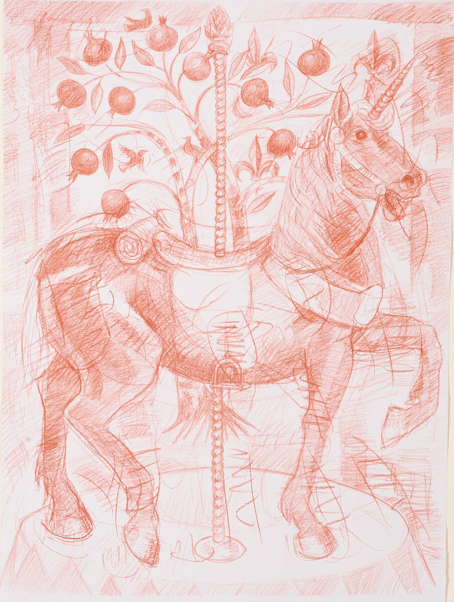 Carousel Unicorn with Pomegranates