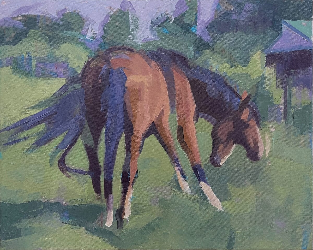 Horse and Barn, Evening