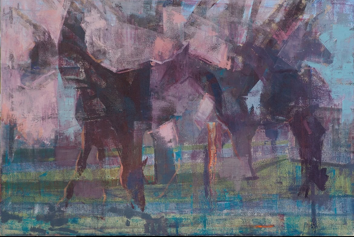 Horses with Pink and Blue