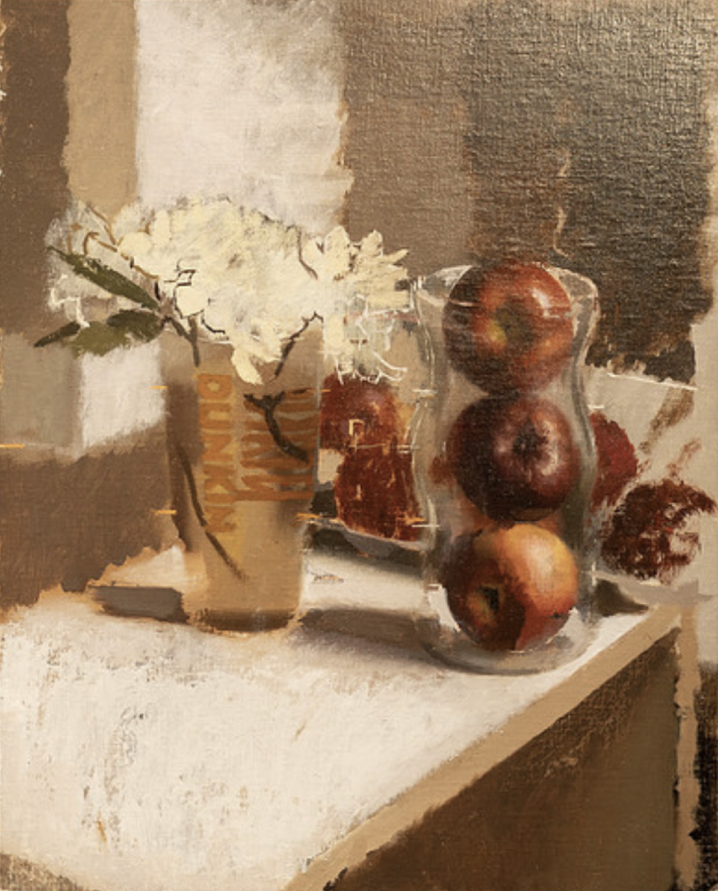 Still Life with Apples and Flower