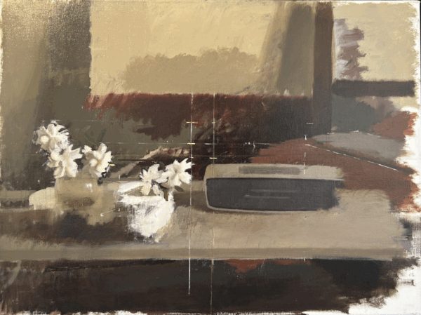 David Baird, Still Life with Radio, Oil on Linen, 18in x 24in