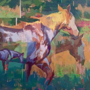 Sarah-Faith Strait, Walking Horse, Evening, Oil on Canvas, 29in x 29in